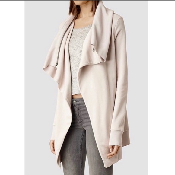 All Saints Dahlia Sweatshirt Cardigan Size Small Color Nude Stone - Picture 2 of 9